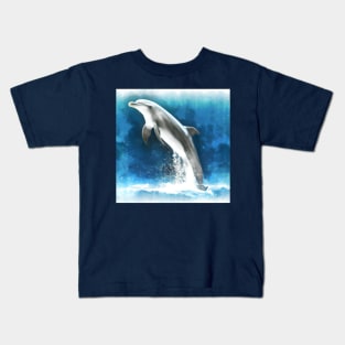 Dolphin Jumping Watercolor Painting Kids T-Shirt